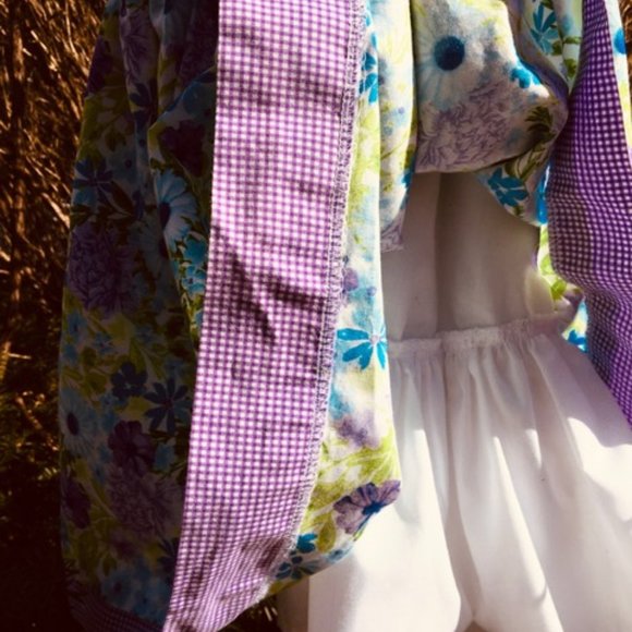 Adorable,NWOT, Jessica Ann, Flowered with Purple Gingham Accents Party Dress - Picture 4 of 8